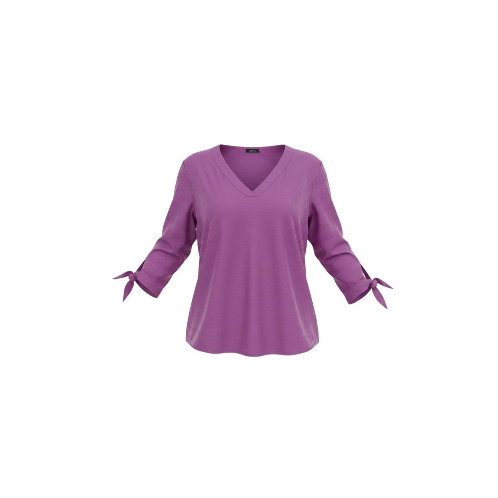 rue21 Blouse Womens Large Purple Excellent Tie Cuff V-Neck 3/4 Sleeve Top